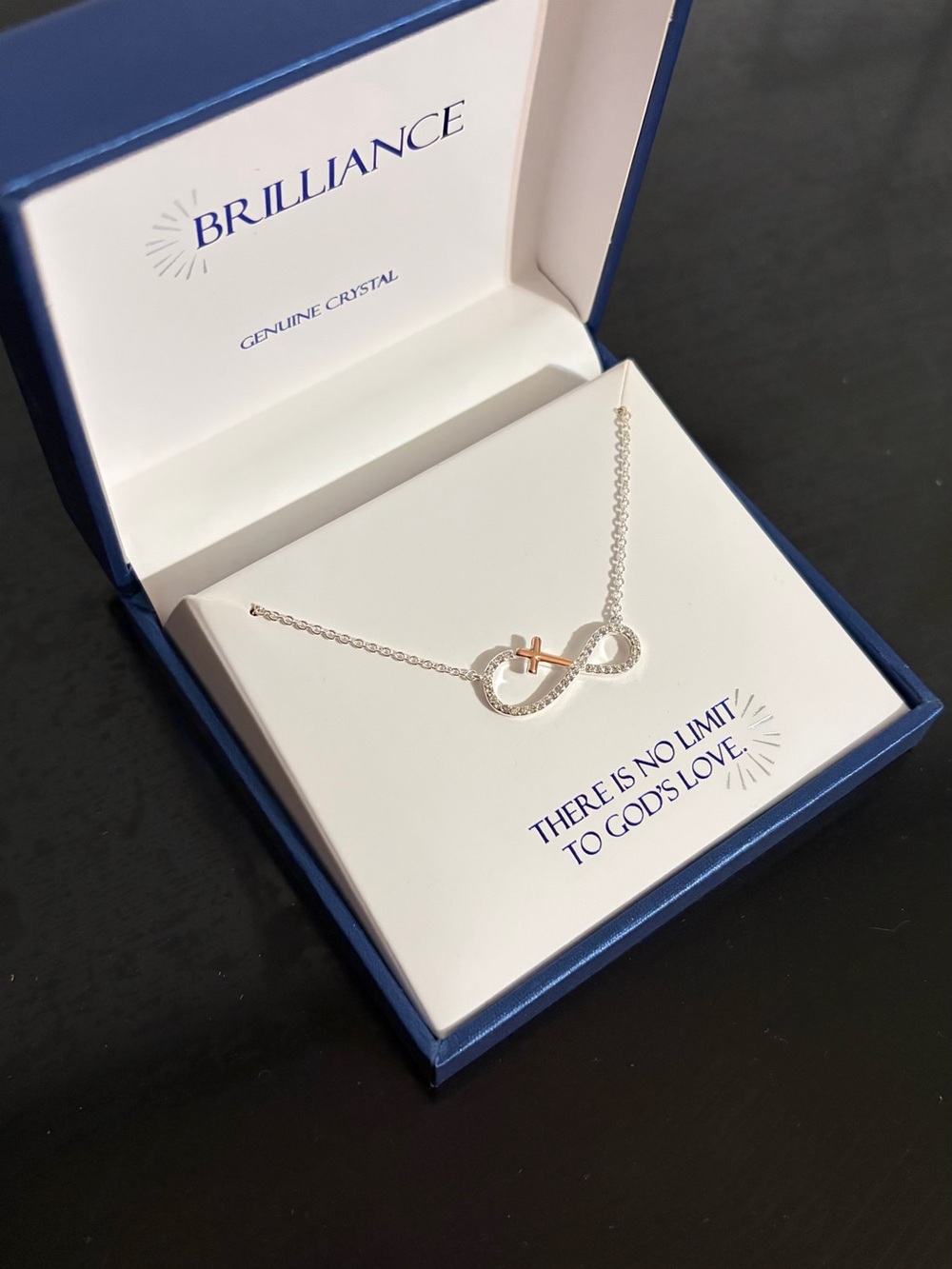 Kohl's Two-Tone Infinity Necklace with Rose Gold Cross